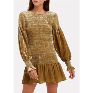Loveshackfancy Scarlett Smocked Velvet Mini Dress